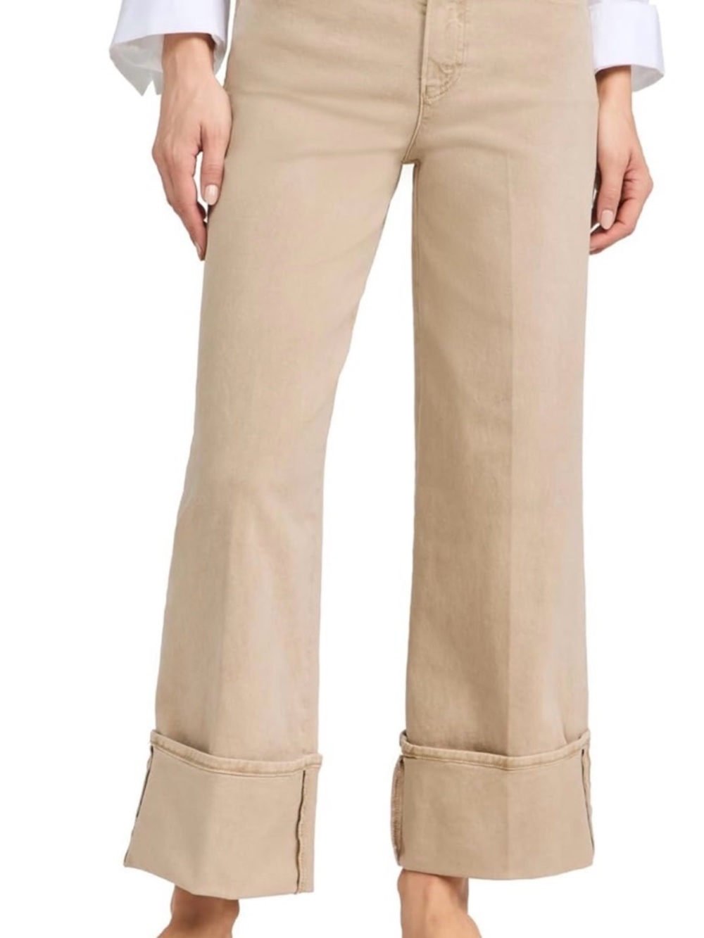 PAIGE Cuffed Wide-Leg Jeans in Vintage Soft Sand - Picture 4 of 5